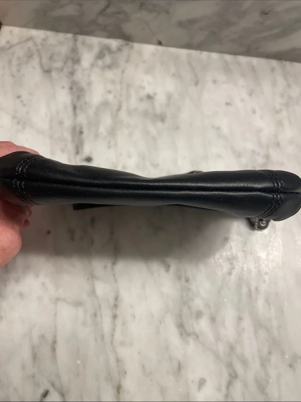 Coach Black Leather Pleated Wristlet